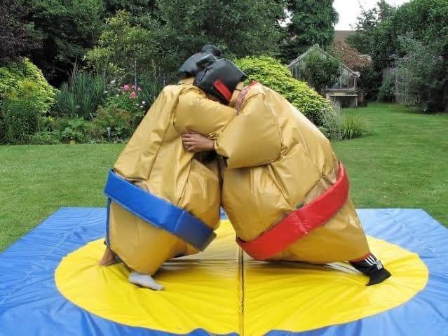 Costume de Sumo avec tatami de couleur bleu et jaune en vente à Lyon et partout en France 